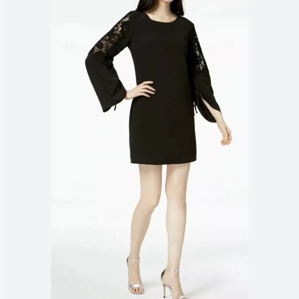 Laundry By Shelli Segal Black Dress with Lace Sleeves